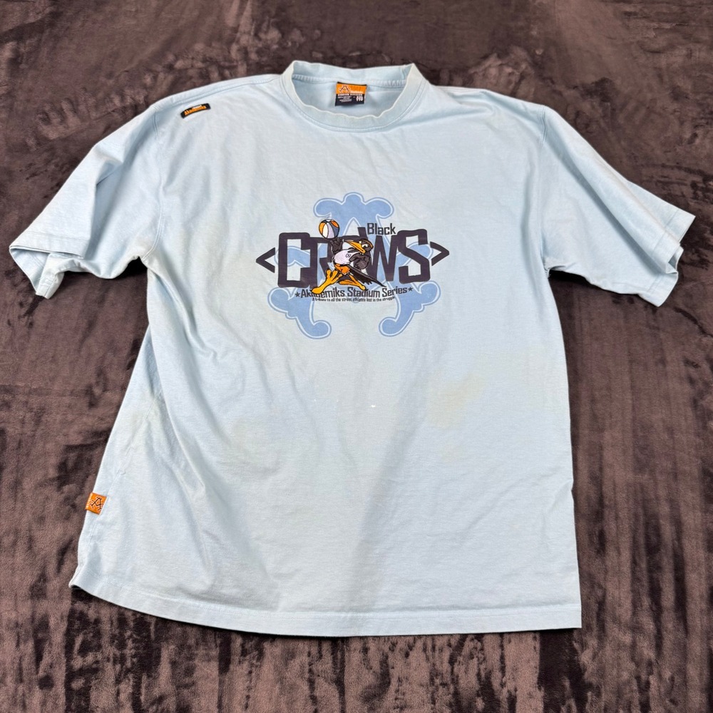Akademiks T-Shirt Mens XXL Blue Black Crows Stadium Series Graphic Tee